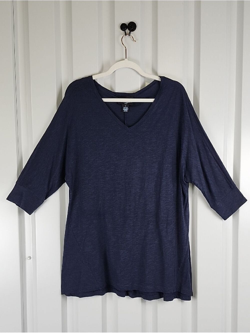 Cynthia Rowley Woman Navy V-Neck Dolman Sleeve Tunic Tee Size 1X Cotton Modal